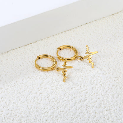 PVD 18k Gold Stainless Steel Hoop Earrings Women Punk Hip Pop Pendant