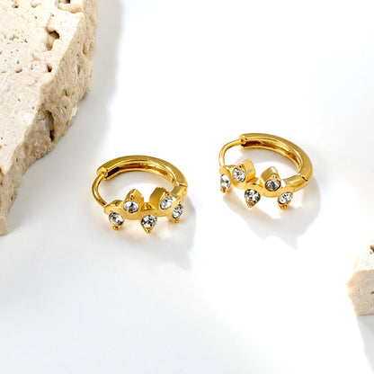 Bulk 4.2x8mm Three Angled Square Zircon Earrings | 2.2mm 10mm Inner Diameter Hook | Gold Plated Stainless Steel Fashion Jewelry