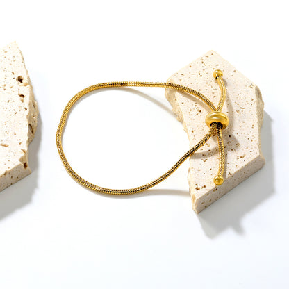 ✨ Wholesale Gold Stainless Steel Hollow Circle Bracelet - 4.6x8.9mm Links | Adjustable 23cm (5.7g)