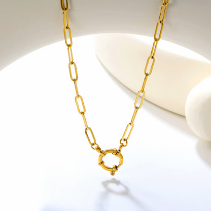 ✨ Wholesale Gold Stainless Steel Necklace Set - 5x7mm O-Link Chain & 4x12mm Long Flat Cross Chain (40cm)