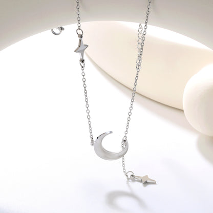 ✨ Celestial Charm Necklace Wholesale 4cm Tassel + Moon & Star Pendants | Adjustable 42+5cm Chain | Dual-Tone Options