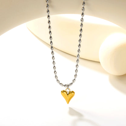 ✨ Minimalist Heart Necklace Wholesale 11.9x14.1mm Pendant | Adjustable Bead Chain | Hypoallergenic Steel Jewelry