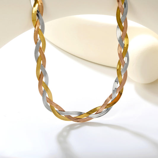 ✨ Trendy Multi-Strand Chain Wholesale Gold/Steel Crossed Chain + Colorful Braided Chain | Adjustable Necklaces for Boutiques