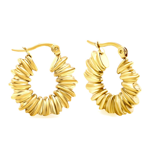 Circle earrings with pattern earrings 3.6*7.4*23.3mm gold color