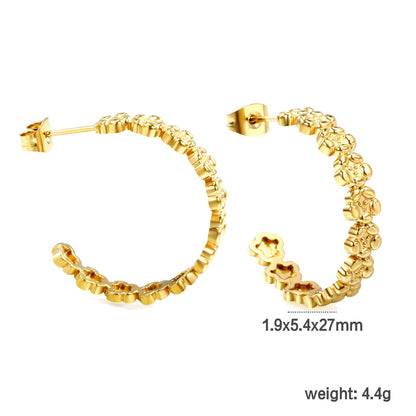 C-shaped flower earrings 1.9*5.4*27mm gold color