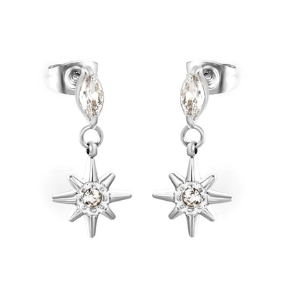 Wholsale Waterproof Hypoallergenic Stainless Steel Star Earrings with Zircon