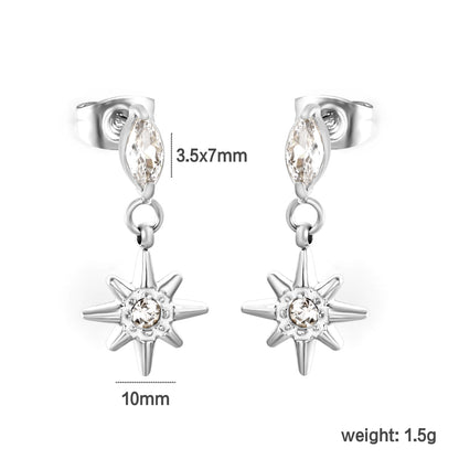 Wholsale Waterproof Hypoallergenic Stainless Steel Star Earrings with Zircon