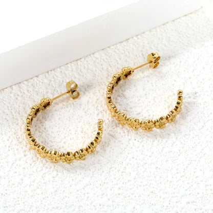 C-shaped flower earrings 1.9*5.4*27mm gold color