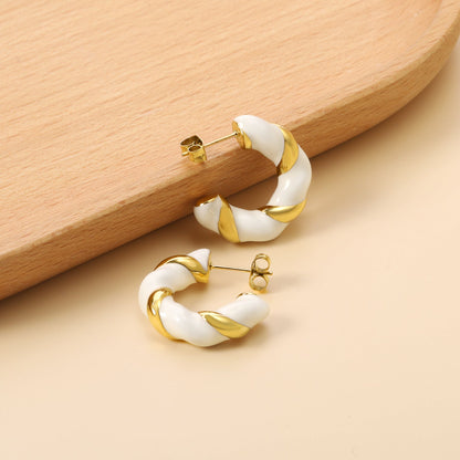C Shape Twist Drip Earrings 6.4*23mm