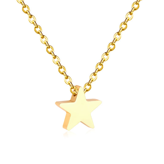 Wholesale Rose Gold & Gold & Steel Glossy Star Pendant Necklace