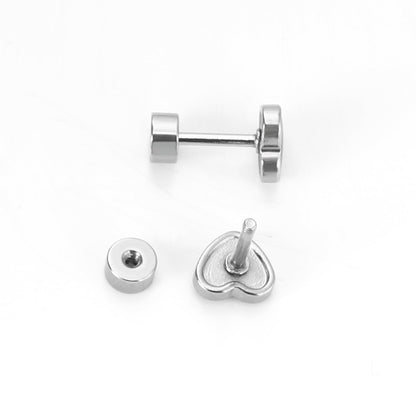 12 pairs 6.5mm*5.5mm Steel / Goldtone Heart Mixed Color Screwback Stud Earrings