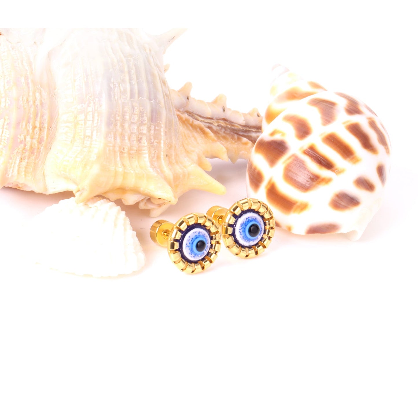 12 pairs Steel / Goldtone Screw In Glitter Cat Eye Earrings