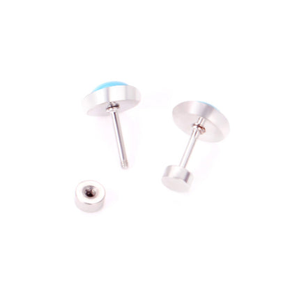 12 pairs 4mm/6mm/8mm Steel Color/Gold Turquoise Screwback Earrings