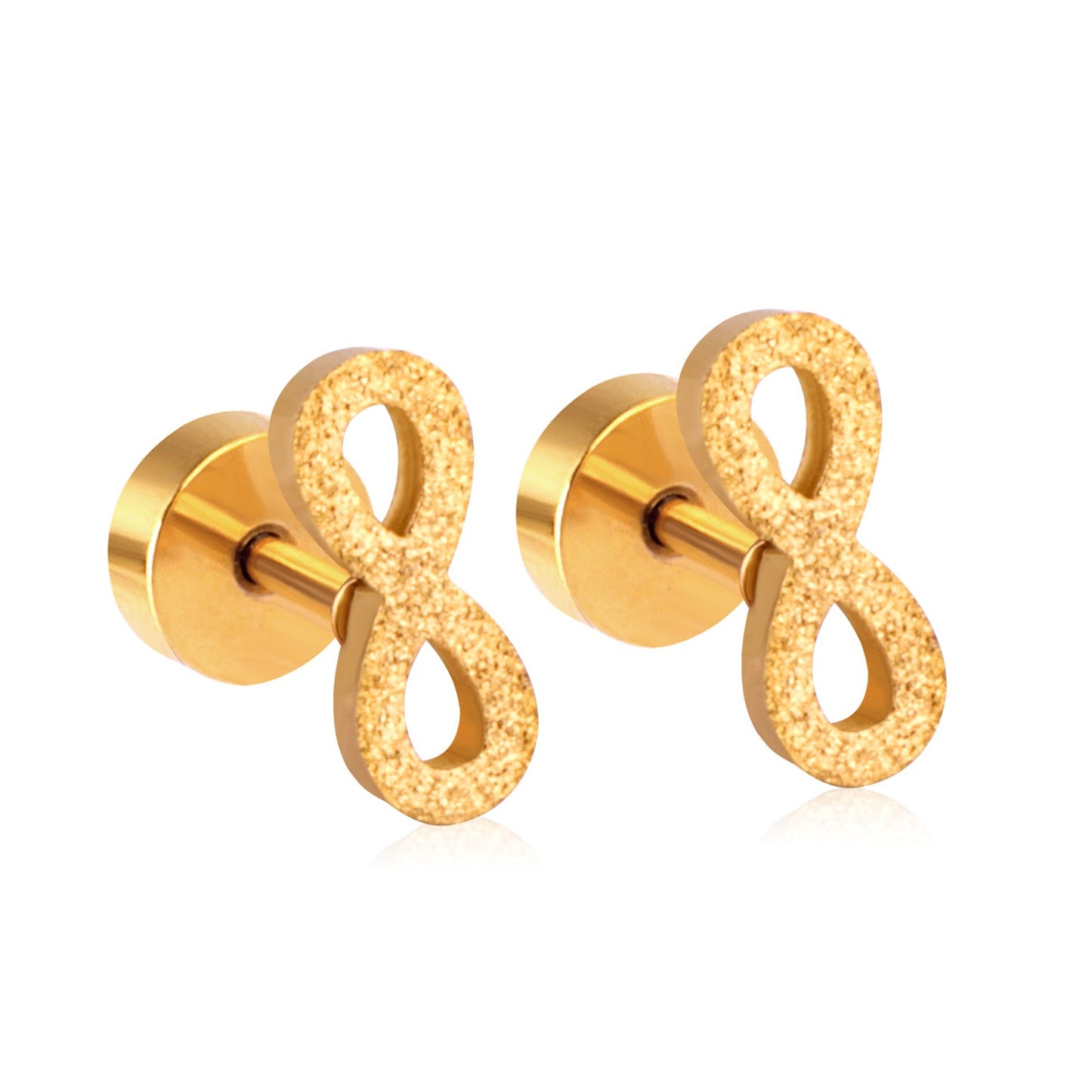 12 pairs Steel/Gold Frosted Screw In Stud Earrings without Diamonds