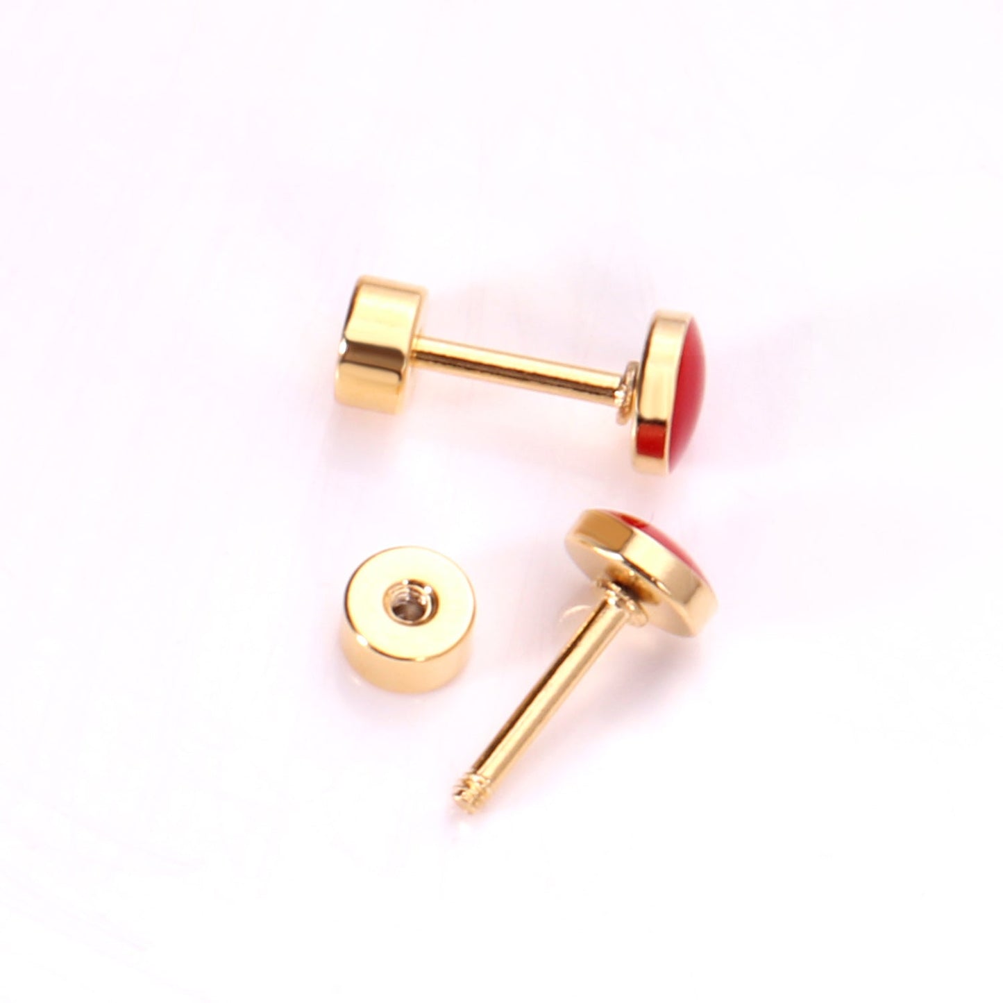 12 pairs 5mm Steel / Goldtone Round Mixed Color Screwback Stud Earrings