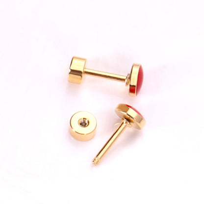 12 pairs 5mm Steel / Goldtone Round Mixed Color Screwback Stud Earrings