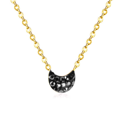 Multiple Colors Moon Shaped Dip Black Black Mineral Red Pink Champagne Dark Blue White Clay Necklace