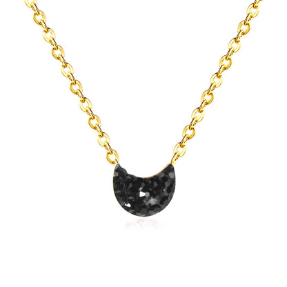 Multiple Colors Moon Shaped Dip Black Black Mineral Red Pink Champagne Dark Blue White Clay Necklace