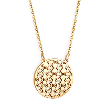 Wholesale Stainless Steel Chains Necklace for Women Girls Gold Color Round Lucky Star Pendant Collars Female Accessorie 2025 New