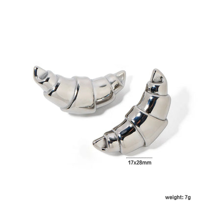 Wholesale Playful 3D Croissant Studs Earrings (Gold/Silver) | 18K Plated Pastry-Shape Earrings | MOQ 12