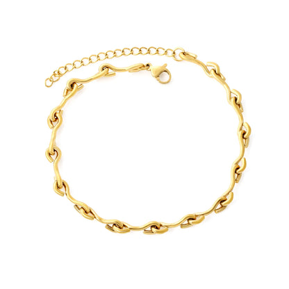 18K Gold Plated Organic Link Statement Anklet | 20+5cm Adjustable | 1.6x5mm Irregular Chain Design | Wholesale Bulk (MOQ 12)