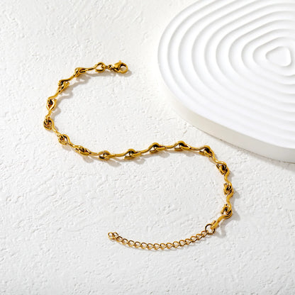 18K Gold Plated Organic Link Statement Anklet | 20+5cm Adjustable | 1.6x5mm Irregular Chain Design | Wholesale Bulk (MOQ 12)