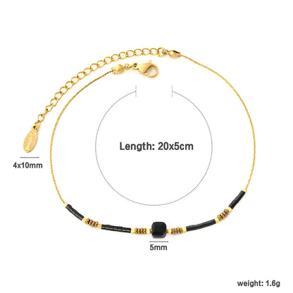 18K Gold-Plated Beaded Anklet  (4 Color Options) | Adjustable 20+5cm | Wholesale Bulk Order (MOQ 12)
