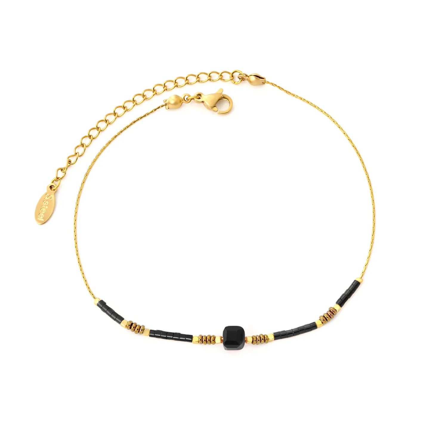 18K Gold-Plated Beaded Anklet  (4 Color Options) | Adjustable 20+5cm | Wholesale Bulk Order (MOQ 12)