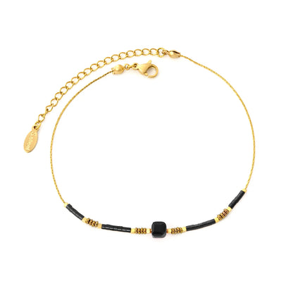 18K Gold-Plated Beaded Anklet  (4 Color Options) | Adjustable 20+5cm | Wholesale Bulk Order (MOQ 12)