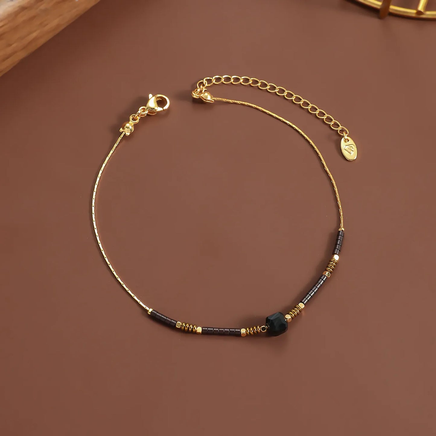 18K Gold-Plated Beaded Anklet  (4 Color Options) | Adjustable 20+5cm | Wholesale Bulk Order (MOQ 12)