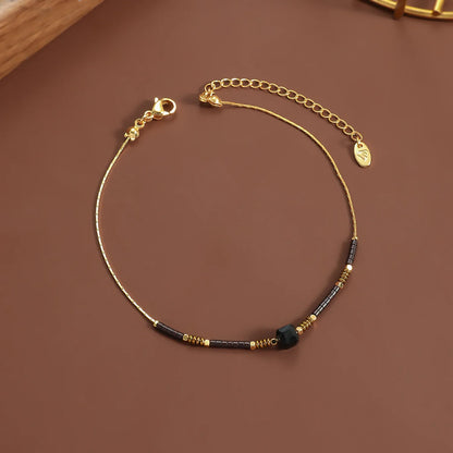 18K Gold-Plated Beaded Anklet  (4 Color Options) | Adjustable 20+5cm | Wholesale Bulk Order (MOQ 12)