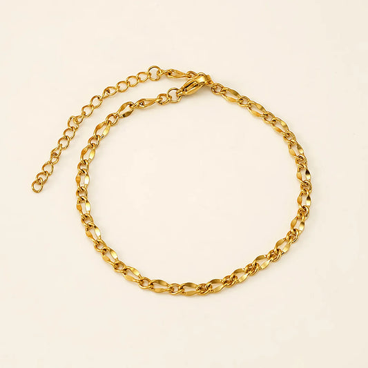 Wholesale 18K Gold Mariner Link Anklet | 20+5cm Adjustable Length | 3.5mm Polished Chain | MOQ 12