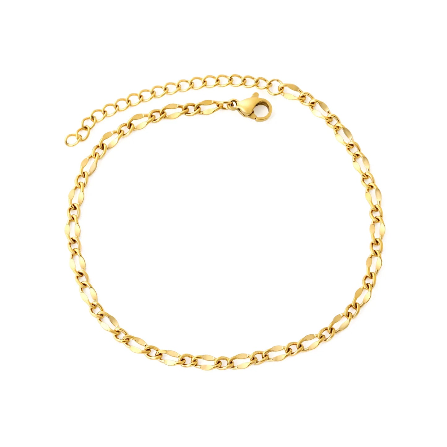 Wholesale 18K Gold Mariner Link Anklet | 20+5cm Adjustable Length | 3.5mm Polished Chain | MOQ 12