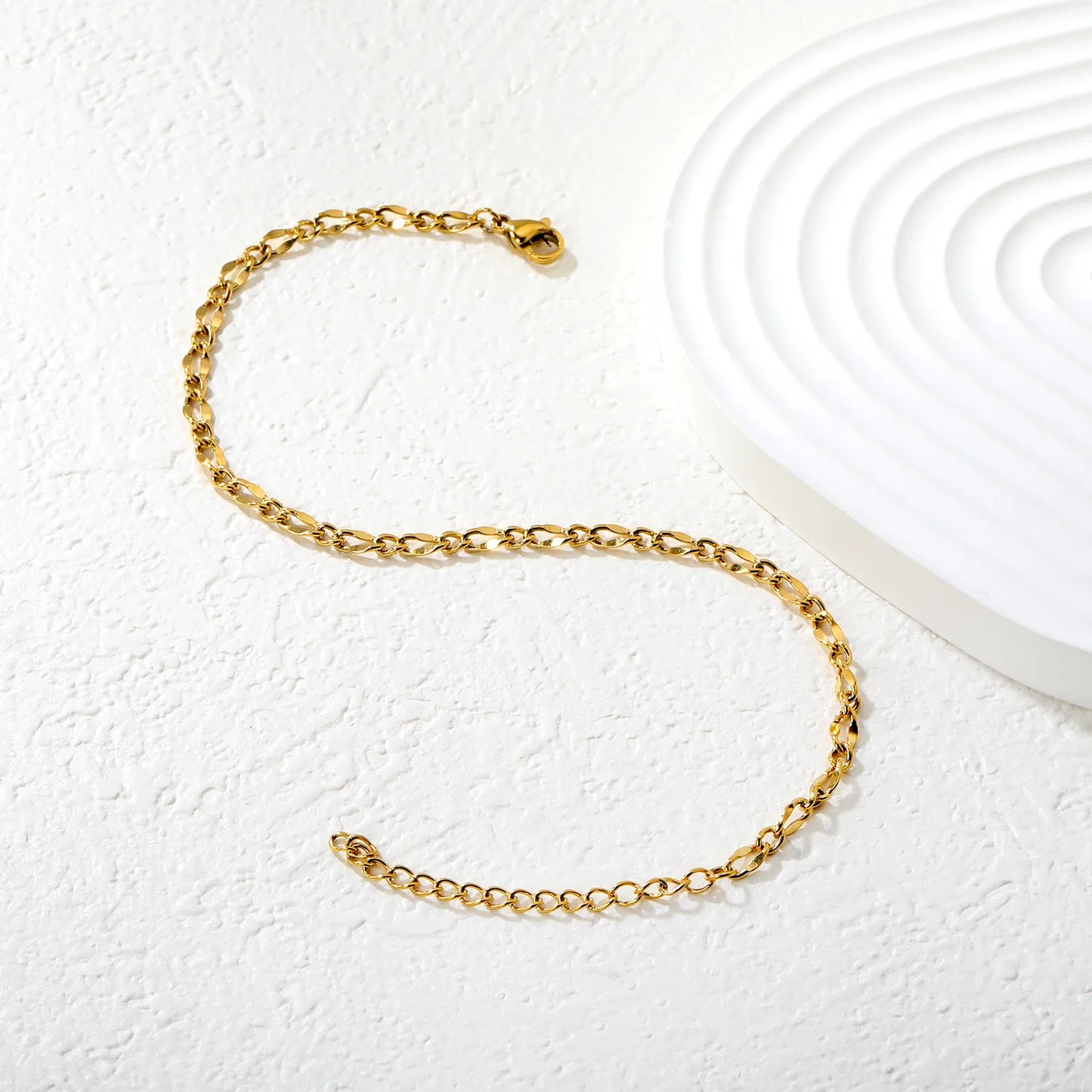Wholesale 18K Gold Mariner Link Anklet | 20+5cm Adjustable Length | 3.5mm Polished Chain | MOQ 12