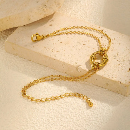 18K Gold Plated Double-Chain Link Bracelet | 16+5cm Adjustable | 13x16mm Statement Closure | Wholesale Bulk (MOQ 12)
