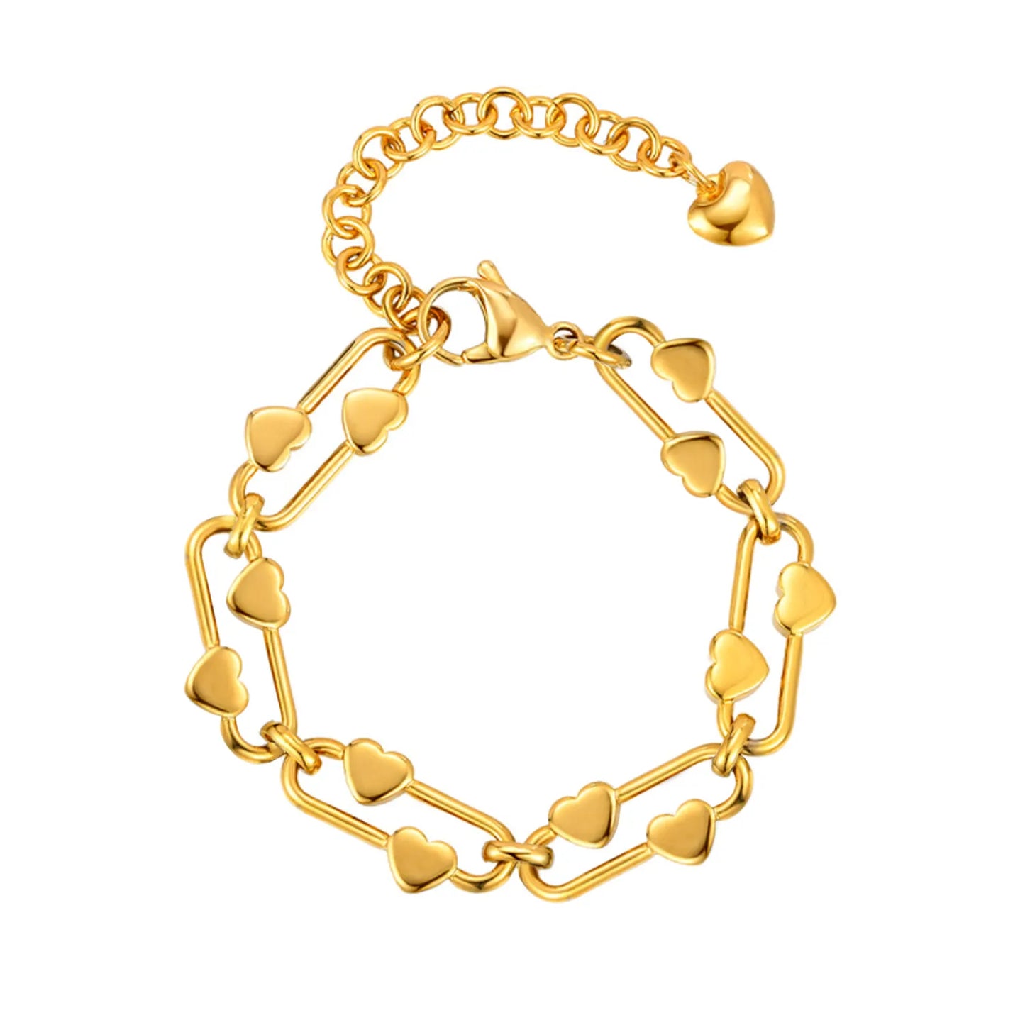 Wholesale Heart-Link Bracelet Collection (Gold/Silver/Two-Tone) | 16+5cm Adjustable | 21x10mm Statement Chain | MOQ 12