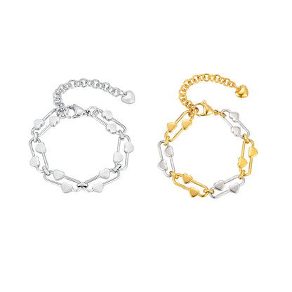 Wholesale Heart-Link Bracelet Collection (Gold/Silver/Two-Tone) | 16+5cm Adjustable | 21x10mm Statement Chain | MOQ 12