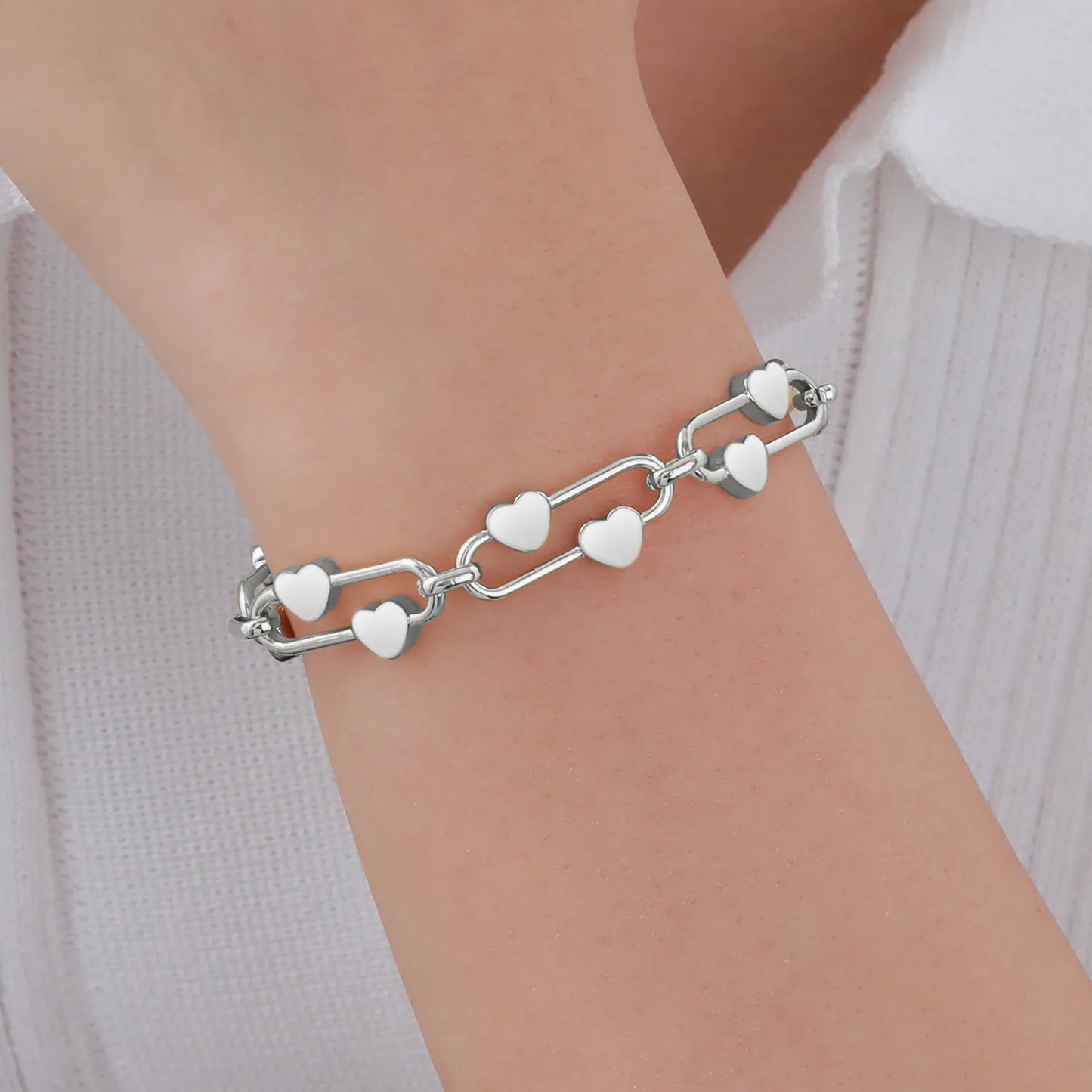 Wholesale Heart-Link Bracelet Collection (Gold/Silver/Two-Tone) | 16+5cm Adjustable | 21x10mm Statement Chain | MOQ 12