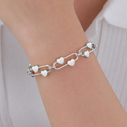 Wholesale Heart-Link Bracelet Collection (Gold/Silver/Two-Tone) | 16+5cm Adjustable | 21x10mm Statement Chain | MOQ 12