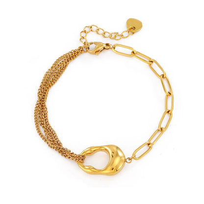 18K Gold Asymmetric Bracelet (Multi-Chain + Organic Link) | 17+3cm Adjustable | Wholesale Statement Mixed-Design | MOQ 12