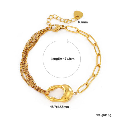 18K Gold Asymmetric Bracelet (Multi-Chain + Organic Link) | 17+3cm Adjustable | Wholesale Statement Mixed-Design | MOQ 12