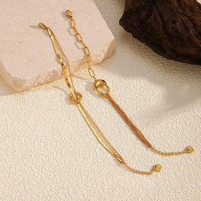 18K Gold Asymmetric Bracelet (Multi-Chain + Organic Link) | 17+3cm Adjustable | Wholesale Statement Mixed-Design | MOQ 12