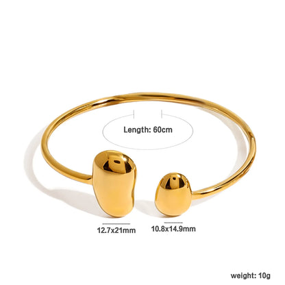 Wholesale Organic Bean Cuff Bracelet (Gold/Silver) | 60cm Open Style | 12.7x21mm & 10.8x14.9mm Textured Ends | MOQ 12