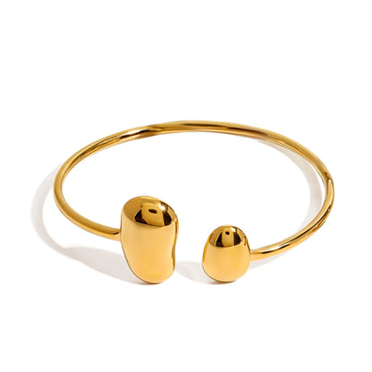 Wholesale Organic Bean Cuff Bracelet (Gold/Silver) | 60cm Open Style | 12.7x21mm & 10.8x14.9mm Textured Ends | MOQ 12