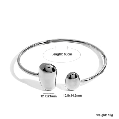 Wholesale Organic Bean Cuff Bracelet (Gold/Silver) | 60cm Open Style | 12.7x21mm & 10.8x14.9mm Textured Ends | MOQ 12