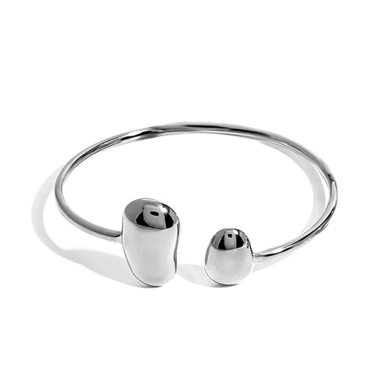 Wholesale Organic Bean Cuff Bracelet (Gold/Silver) | 60cm Open Style | 12.7x21mm & 10.8x14.9mm Textured Ends | MOQ 12