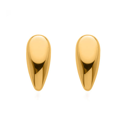Wholesale Sculptural Teardrop Earrings (Gold/Silver Plated) | Bold Organic Shape | High-Shine Finish | MOQ 12
