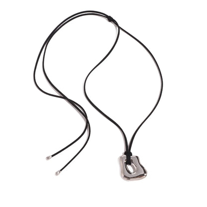 Wholesale Organic Sculptural Pendant Necklace (Gold/Silver) | 120cm Leather Cord | 34x41mm Open-Frame Design | MOQ 12