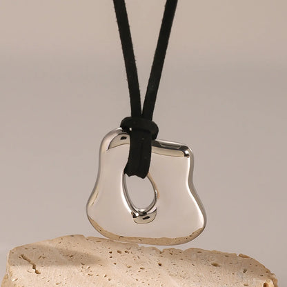 Wholesale Organic Sculptural Pendant Necklace (Gold/Silver) | 120cm Leather Cord | 34x41mm Open-Frame Design | MOQ 12