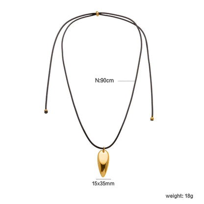 Wholesale Teardrop Pendant Leather Necklace (Gold/Silver) | 90cm Adjustable Cord | 15x35mm Sculpted Drop | MOQ 12